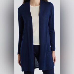 Muk Luks Cardigan Sweater Women's Medium Navy Blue knit Open long sleeve mukluks